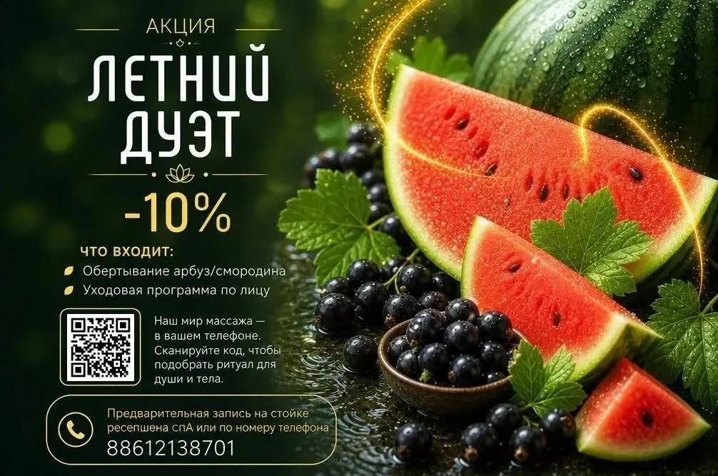 Арбузное освежение и ягодный уход со скидкой 10%